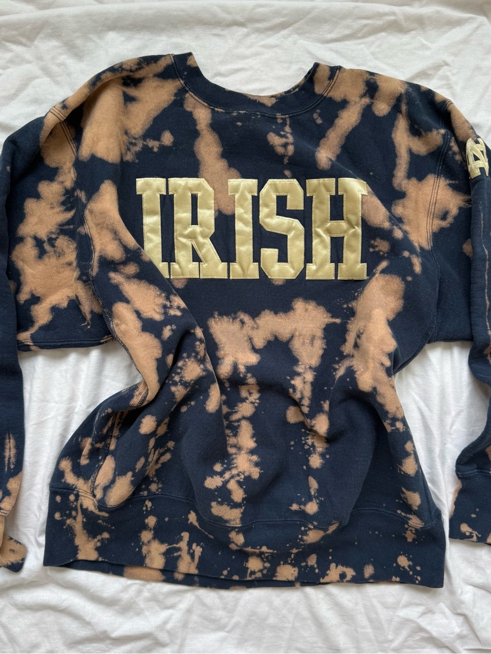 Notre Dame 'IRISH' Crewneck Sweatshirt - Navy & Tan